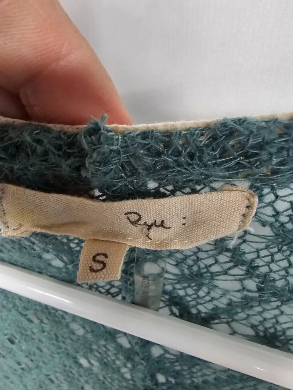 Ryu Cardigan Crochet Lace Open Sheer Boho Shabby Chic Green Cream S